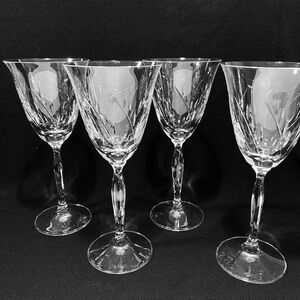 Vintage Mikasa Dune Grass Crystal Water Goblets Set of 4